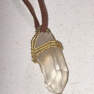 Quartz crystal wire wrapped pendant